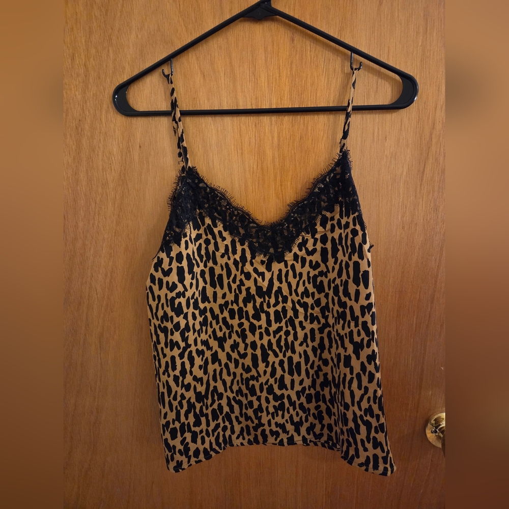 BP Leopard Print Lace Trim Cami XS